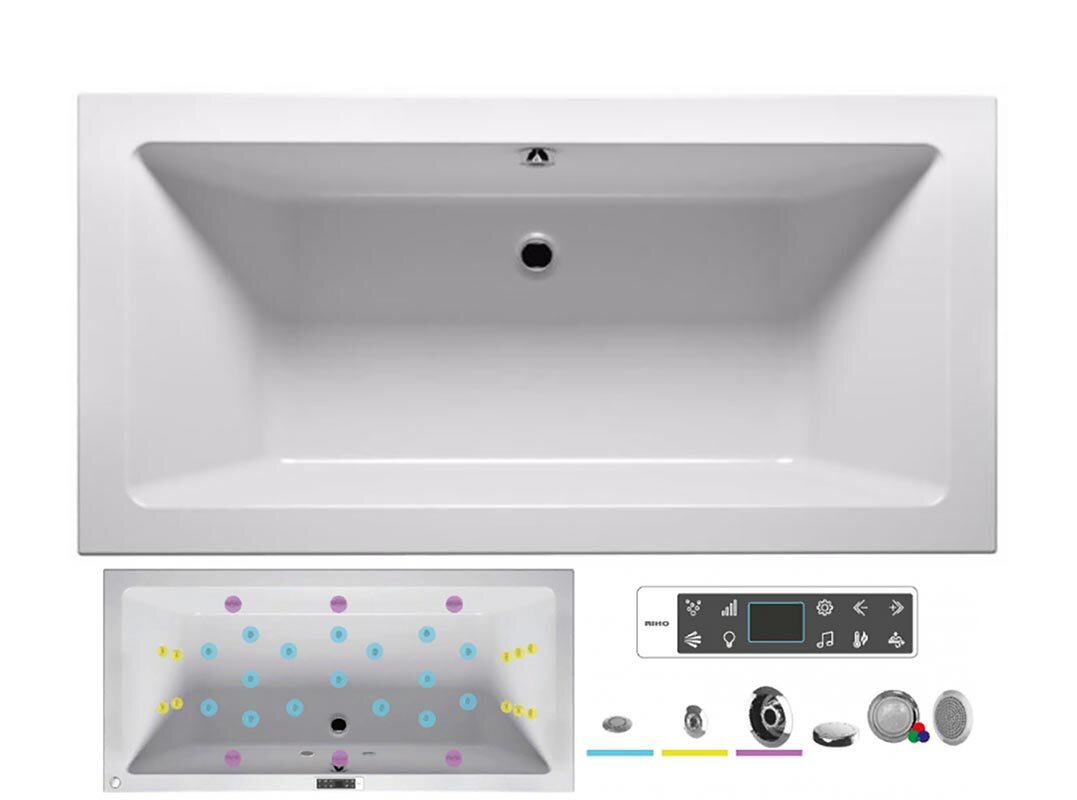 Изображение товара Гидромассажная ванна Riho Lugo 180x90 см BLISS с светом и Bluetooth