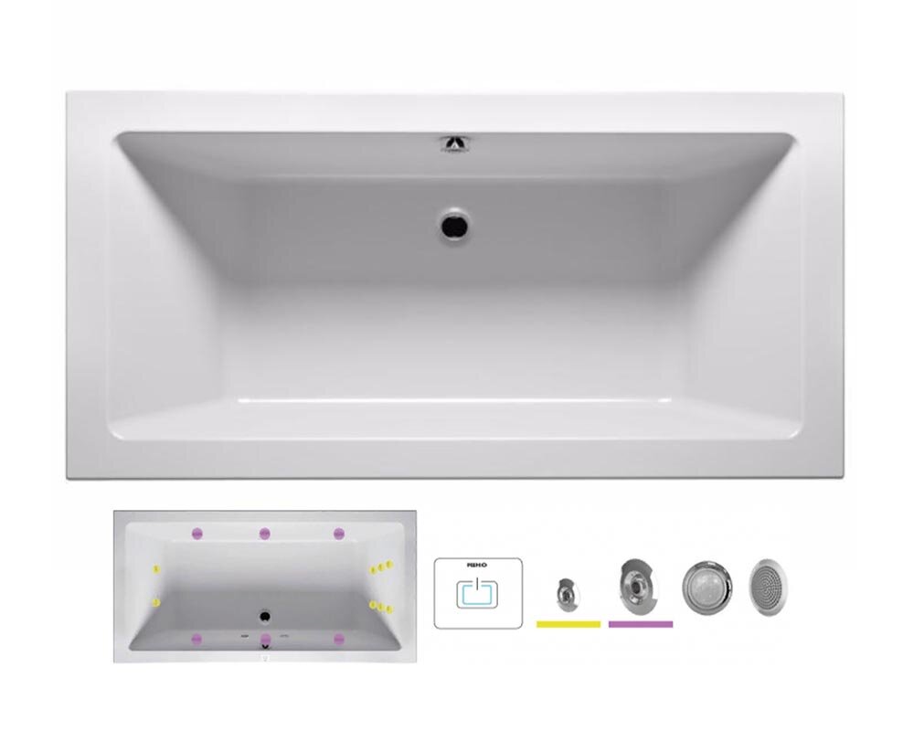 Изображение товара Ванна Riho Lugo FLOW 180x80 см с гидромассажем и подсветкой