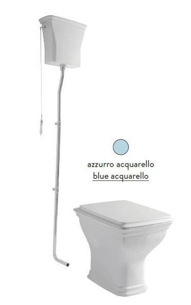 Изображение товара Напольный унитаз ArtCeram Civitas CIV002 32 00 с высоким бачком, голубой, фурнитура хром