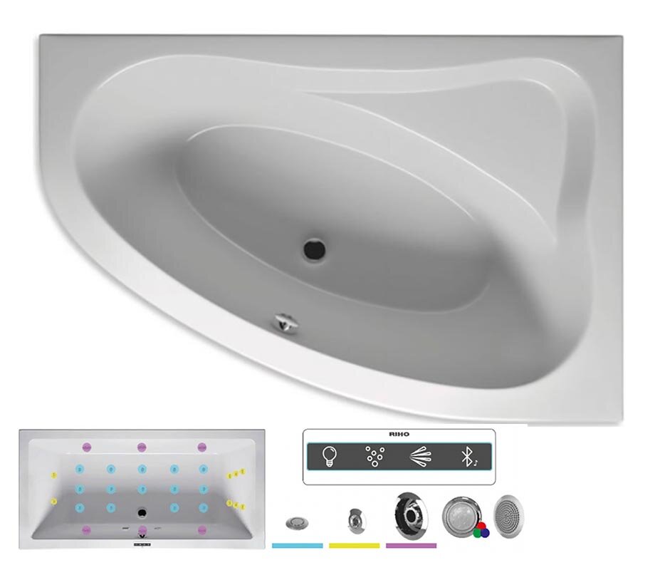 Изображение товара Гидромассажная ванна Riho Lyra 153x100 см JOY угловая акриловая