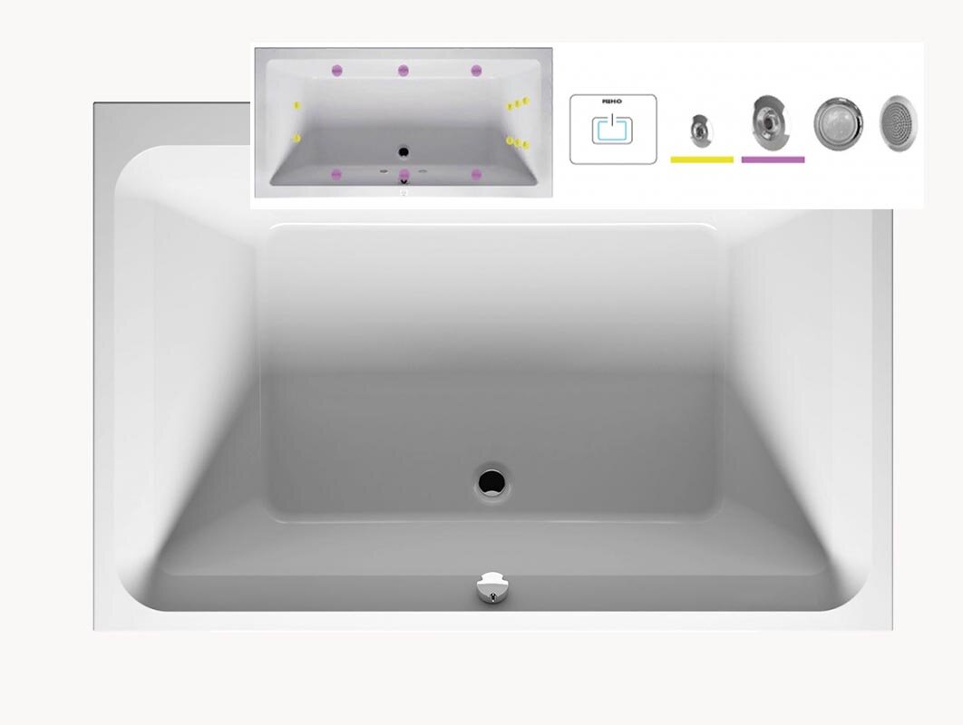 Изображение товара Гидромассажная ванна Riho Castello 180x120 см с подсветкой и 14 форсунками