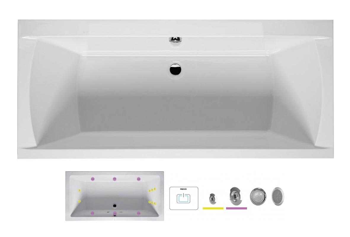 Изображение товара Ванна гидромассажная Riho Julia 180 x 80 см, FLOW