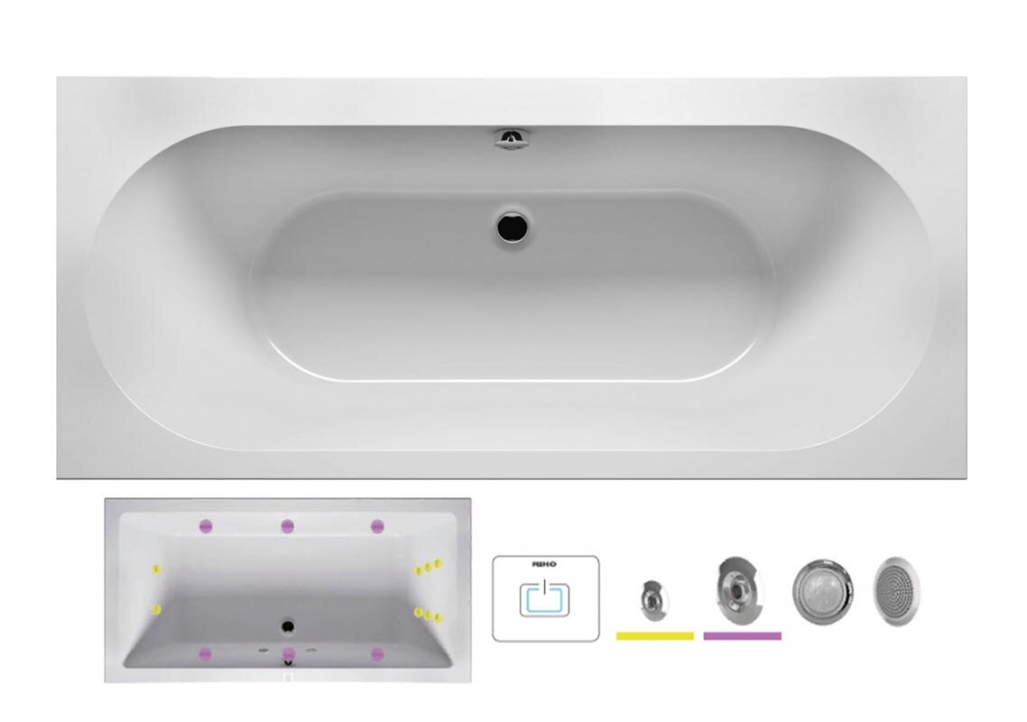 Изображение товара Ванна Riho Carolina 180x80 FLOW — гидромассажная прямоугольная акриловая ванна