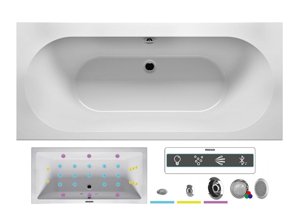 Изображение товара Гидромассажная ванна Riho Carolina 180x80 см Joy с подсветкой и Bluetooth