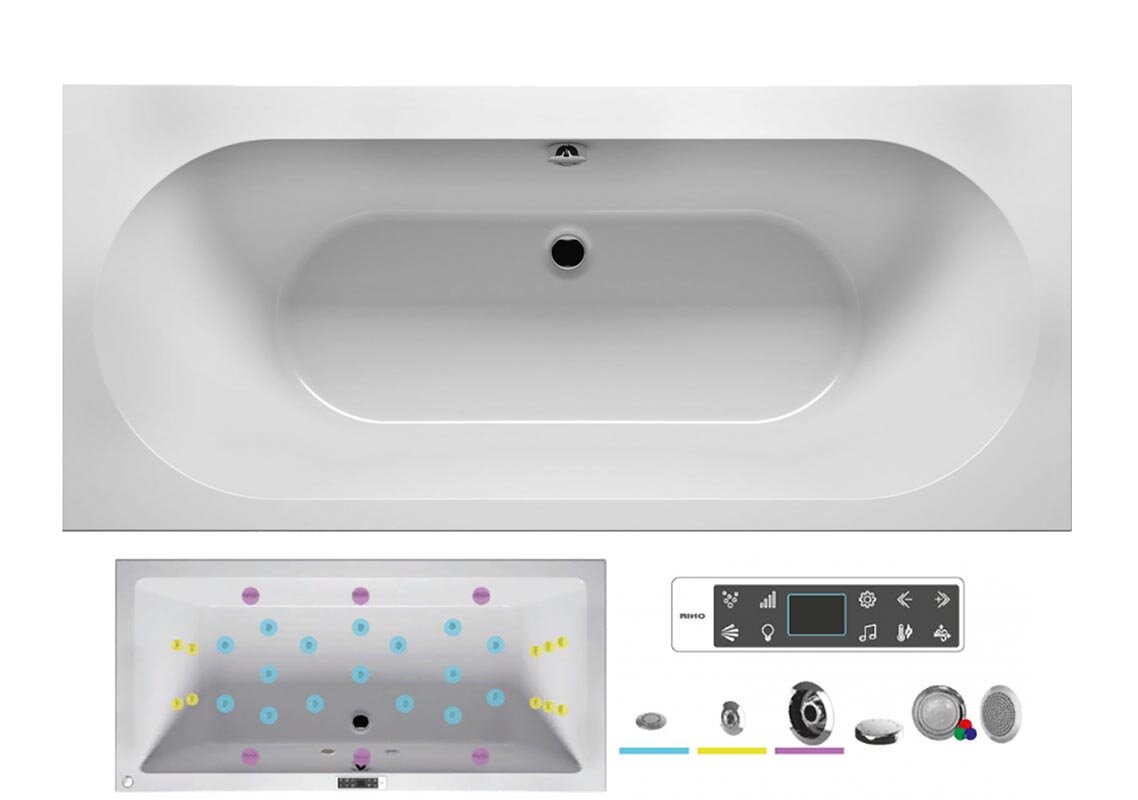 Изображение товара Гидромассажная ванна Riho Carolina 180x80 см BLISS с аудиосистемой Изображение товара Гидромассажная ванна Riho Carolina 180x80 см BLISS с аудиосистемой