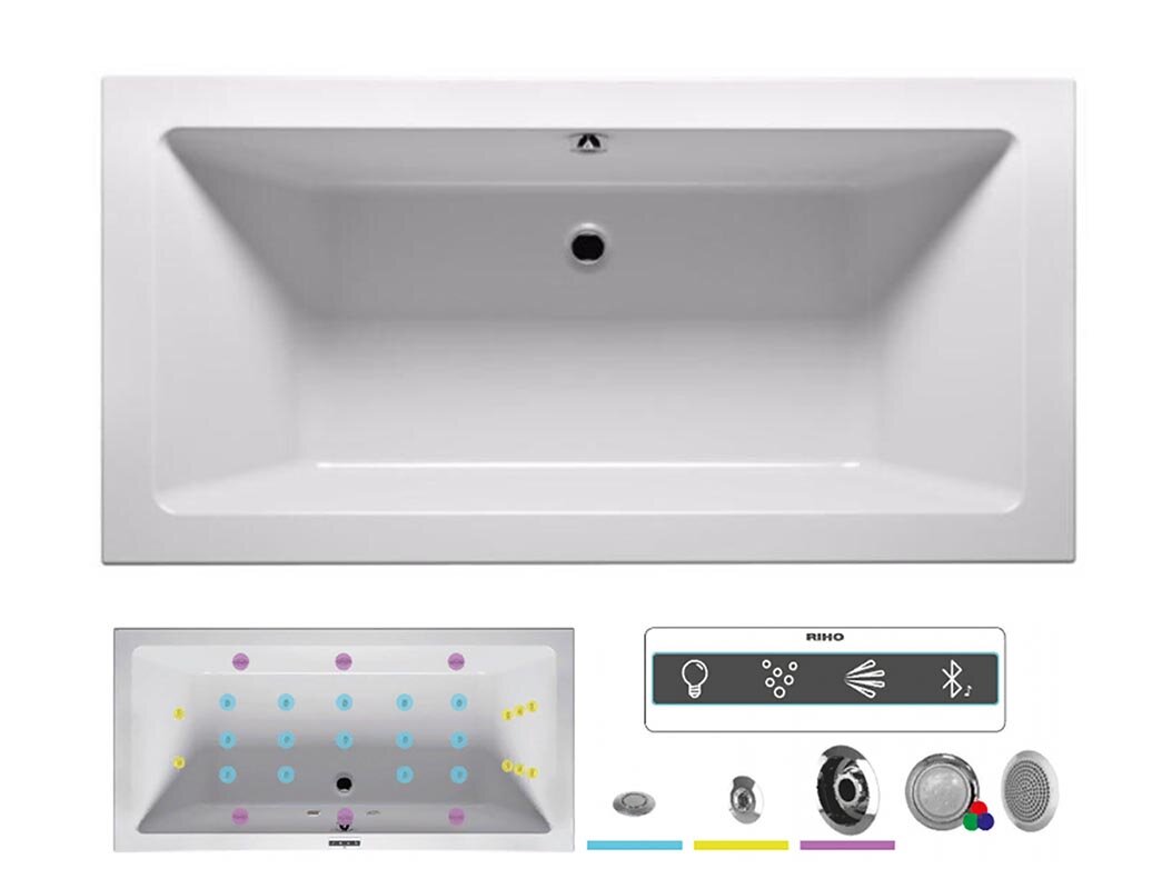 Изображение товара Гидромассажная ванна Riho Lusso 180x90 см с аудио и подсветкой аккуратная и функциональная