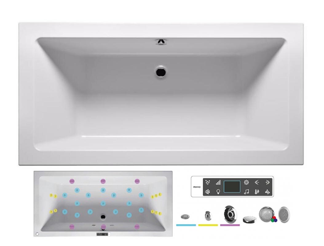 Изображение товара Гидромассажная ванна Riho Lusso 190x90 см BLISS2 акриловая стильная встраиваемая Изображение товара Гидромассажная ванна Riho Lusso 190x90 см BLISS2 акриловая стильная встраиваемая