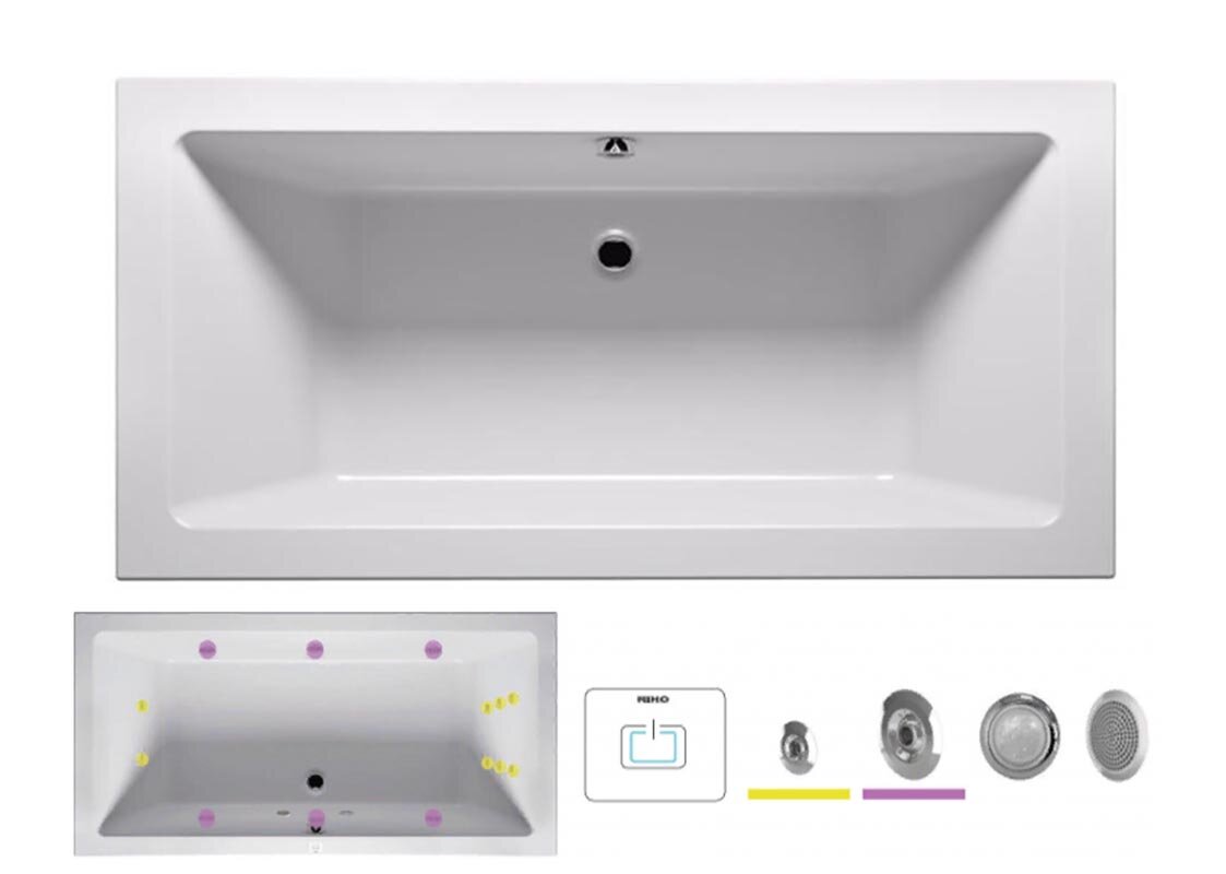 Изображение товара Гидромассажная ванна Riho Lusso 200x90 см с подсветкой и форсунками