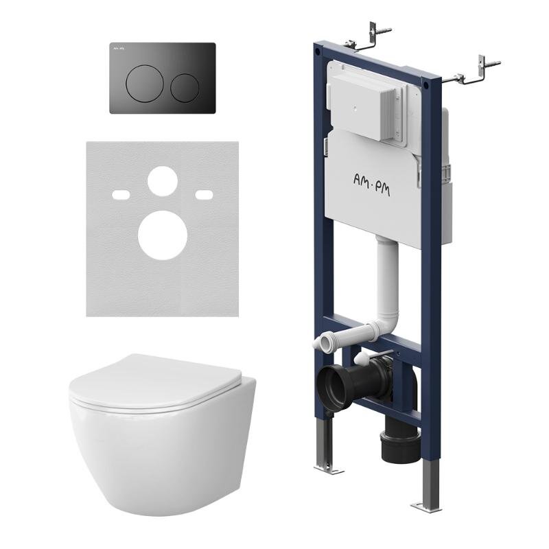 Изображение товара Инсталляция AMPM PrimeFit с подвесным безободковым унитазом Like AquaSpin 2.0 белый Изображение товара Инсталляция AMPM PrimeFit с подвесным безободковым унитазом Like AquaSpin 2.0 белый