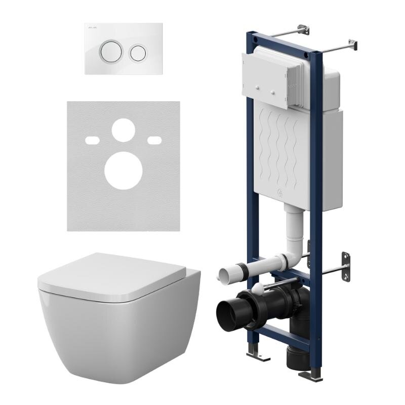 Изображение товара Инсталляция Am.Pm ErgoFit с подвесным унитазом Gem Aquaspin и клавишей белый