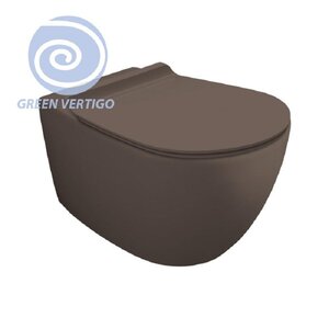 Изображение товара Подвесной унитаз Simas Vignoni VI18VERT moka  matt, безободковый, смыв Tornado, цвет коричневый матовый