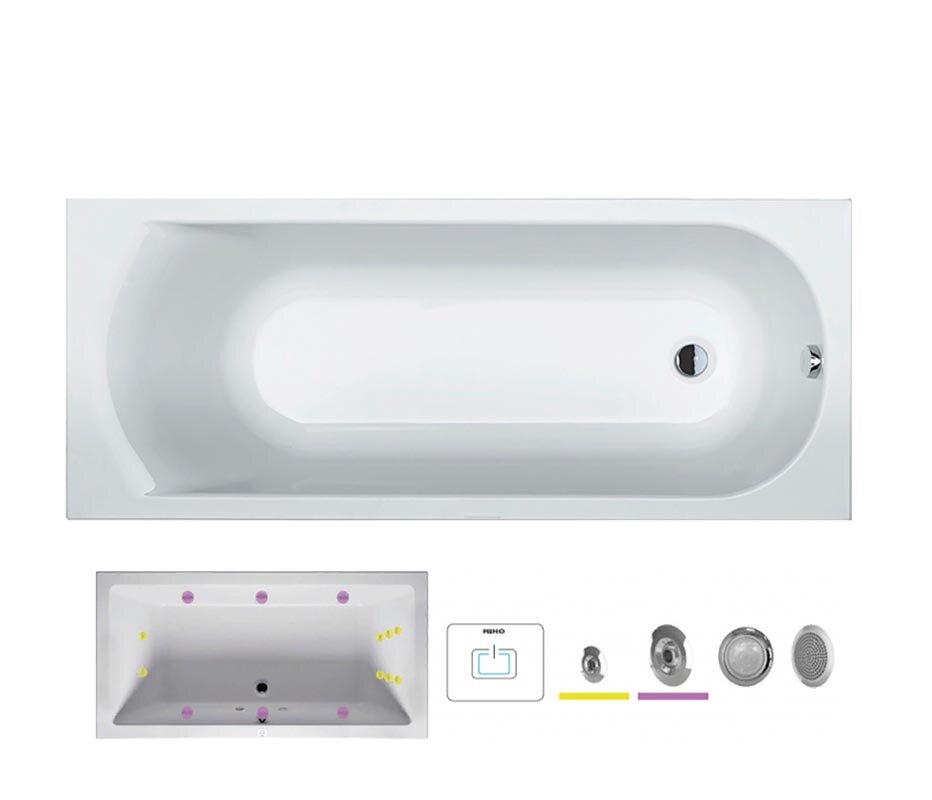 Изображение товара Гидромассажная ванна Riho Miami 160 x 70 см с комплектом форсунок