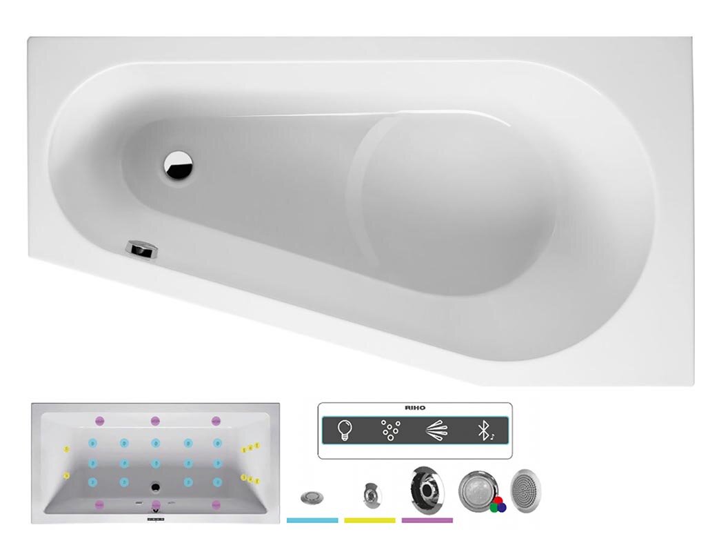 Изображение товара Гидромассажная ванна Riho Delta 150x80 см Joy угловая акриловая белая