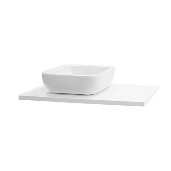 Изображение товара Столешница для ванной Акватон Брук 100 (60+40) МДФ белая глянцевая