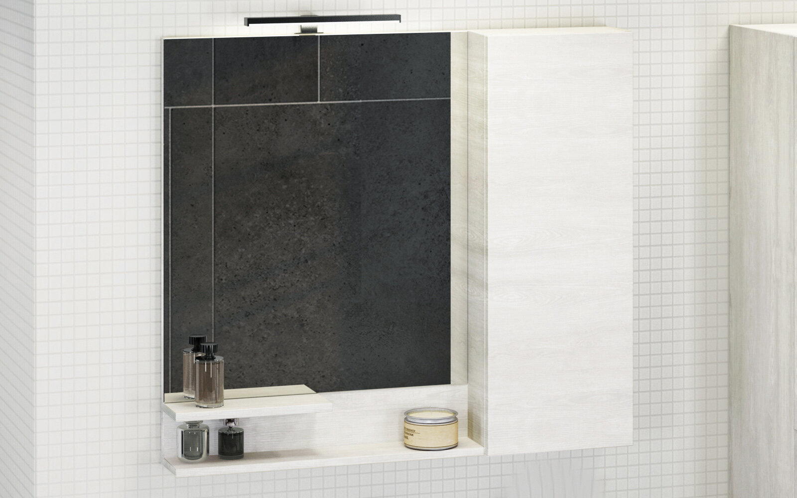 Изображение товара Зеркальный шкаф Comfortу Верона, 90 см, дуб белый, 00004136714 (00004136714CF)