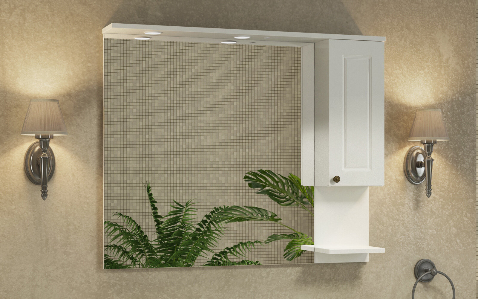 Изображение товара Зеркальный шкаф Comfortу Севилья 100 см с подсветкой и бежевым цветом