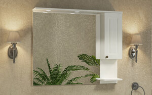 Изображение товара Зеркальный шкаф Comfortу Севилья, 100 см, слоновая кость, правый, с подсветкой, 00003132628 (00003132628CF)