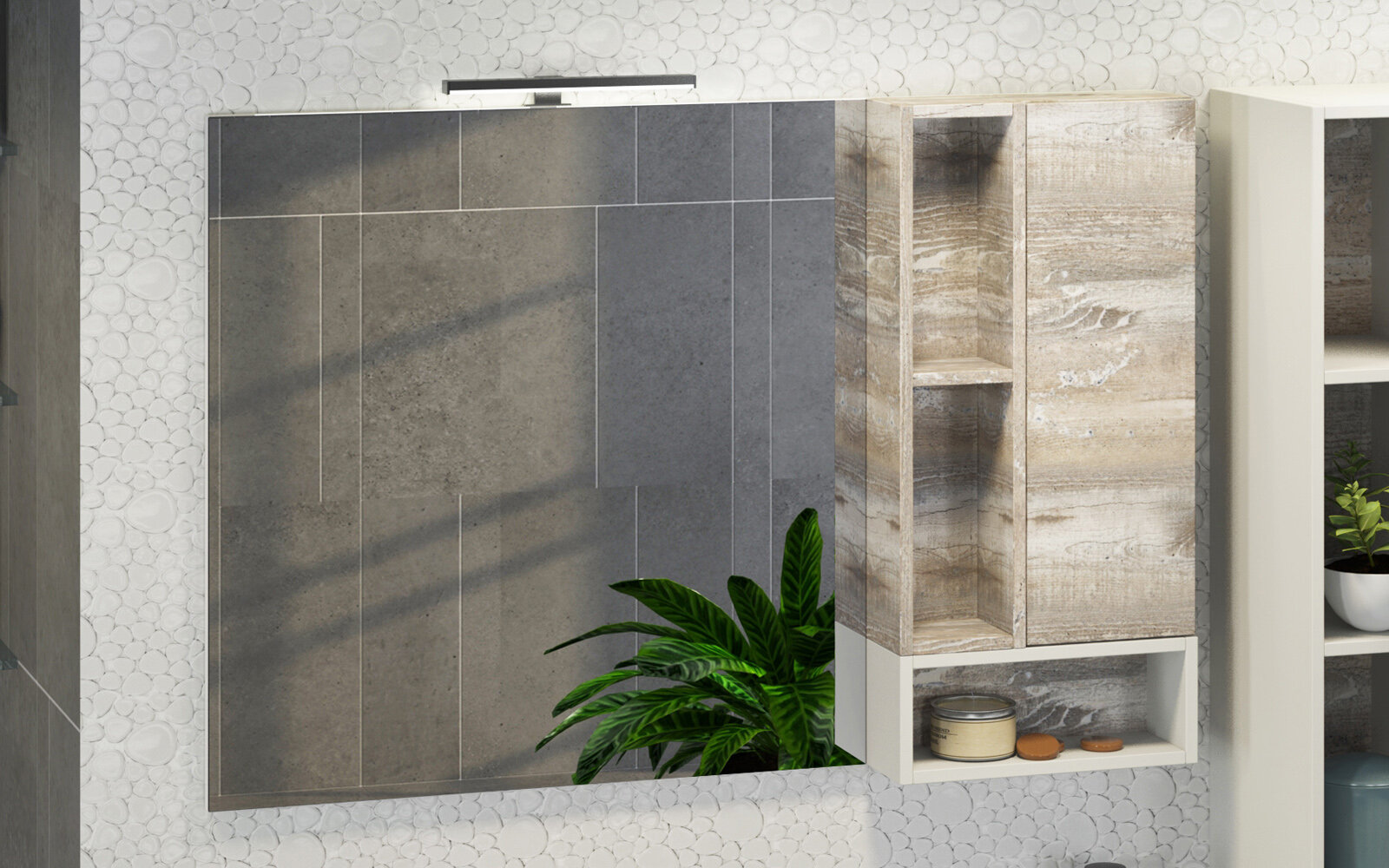 Изображение товара Зеркальный шкаф Comfortу Турин 120 см бежевый с подсветкой и системой push-to-open