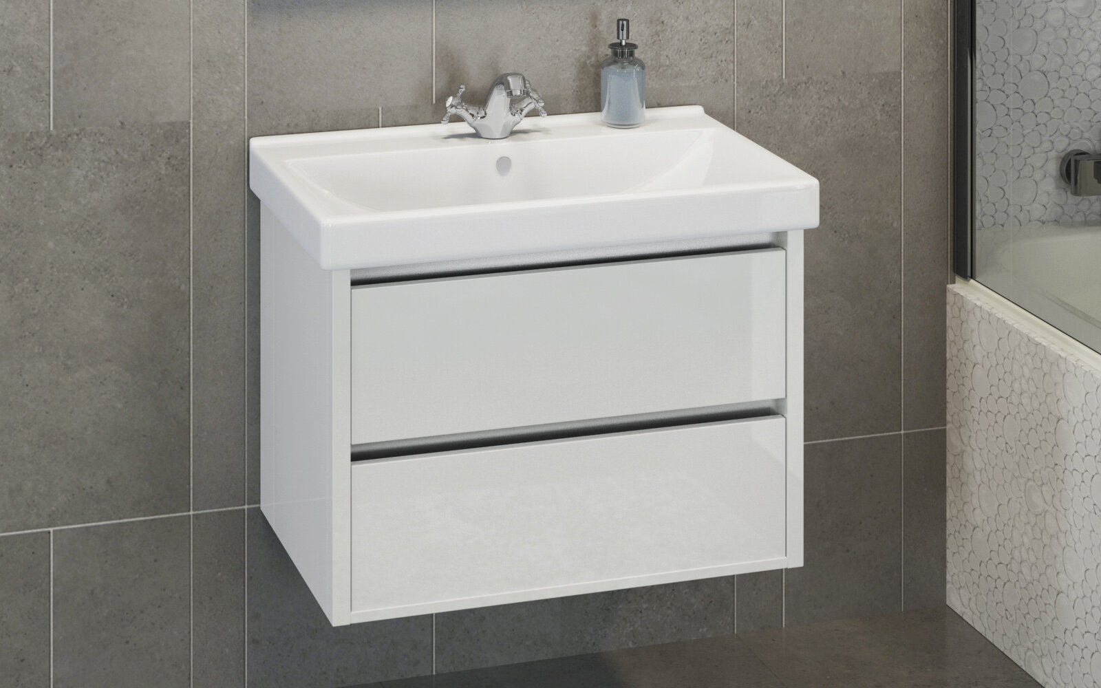 Изображение товара Тумба Comfortу Дублин 75 см белый глянец с раковиной