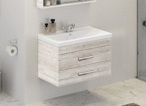 Изображение товара Тумба с раковиной Comfortу Никосия 80 см дуб белый