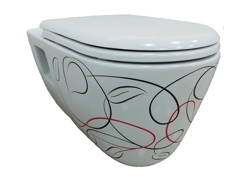 Изображение товара Creavit Patera TP328. 001Z0 - подвесной унитаз с декором, 12 лет гарантия