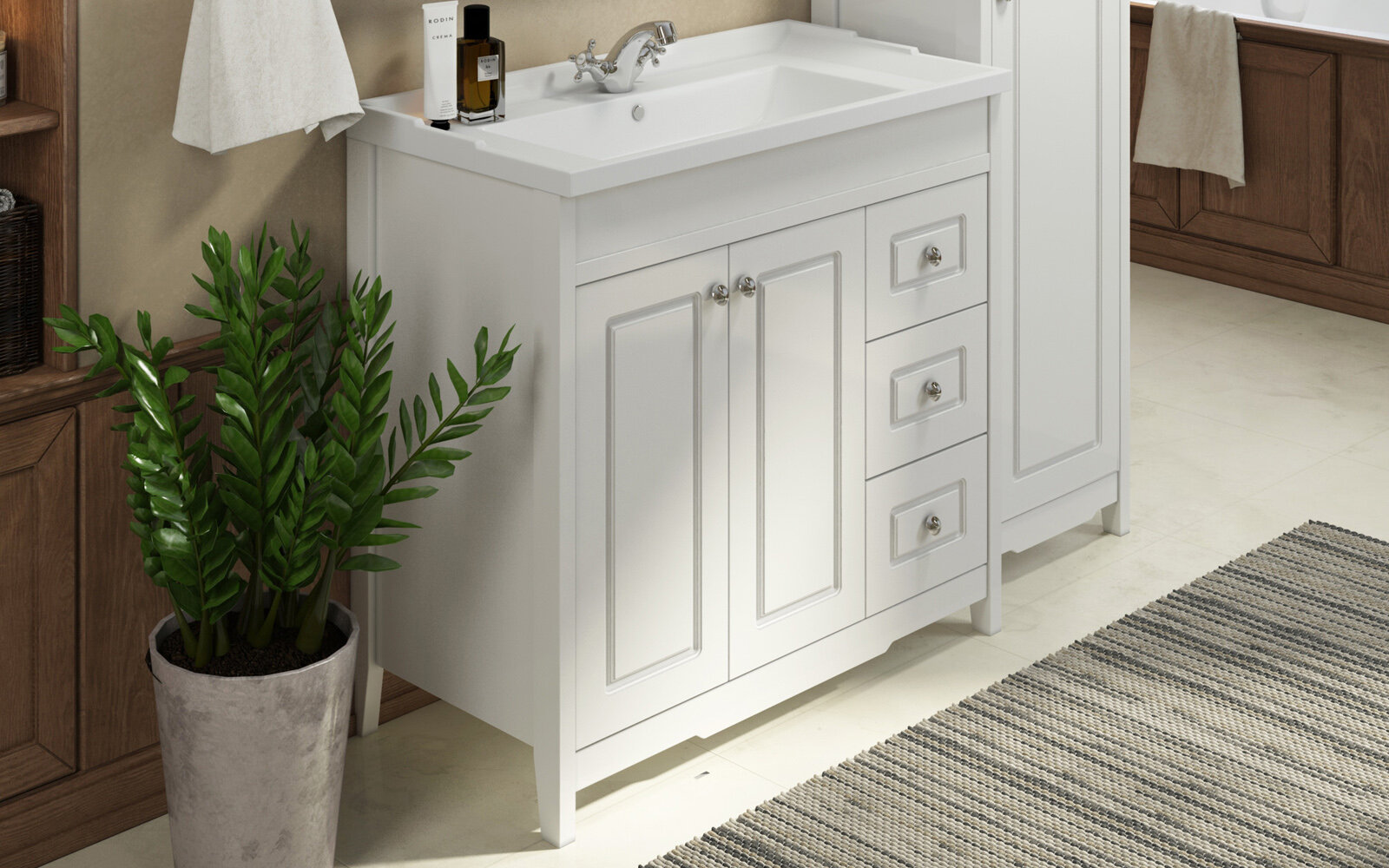 Изображение товара Тумба с раковиной Comfortу Тбилиси, 90 см, белая, напольная