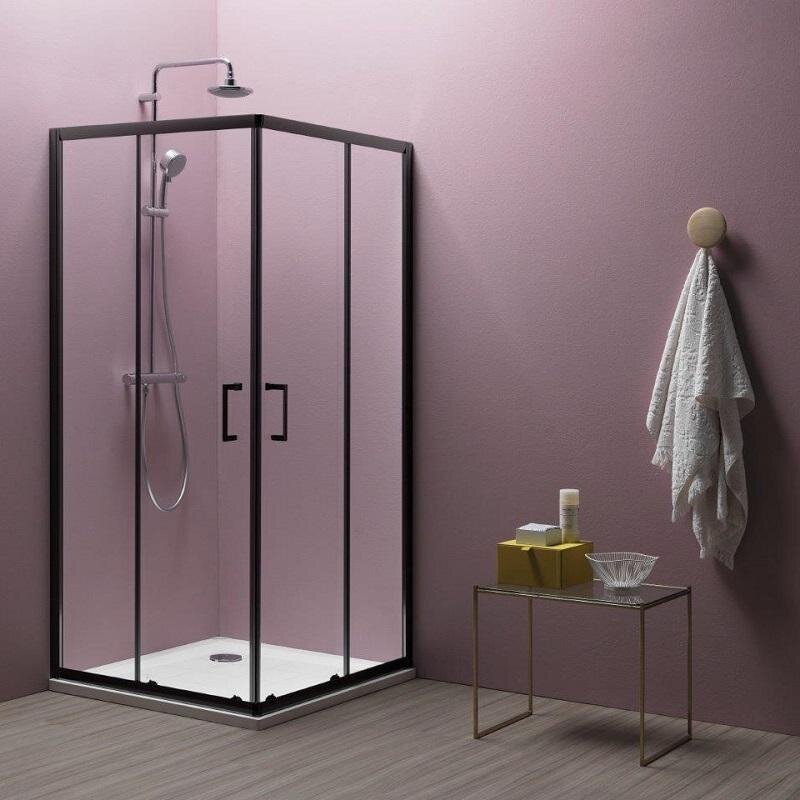 Изображение товара Душевой уголок Kolpa-San Eco Quat 515230, 80 x 80 см, стекло прозрачное, профиль черный