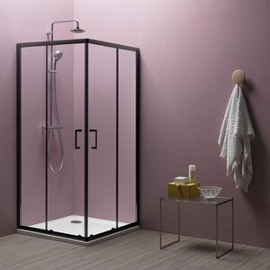 Изображение товара Душевой уголок Kolpa-San Eco Quat 515230, 80 x 80 см, стекло прозрачное, профиль черный
