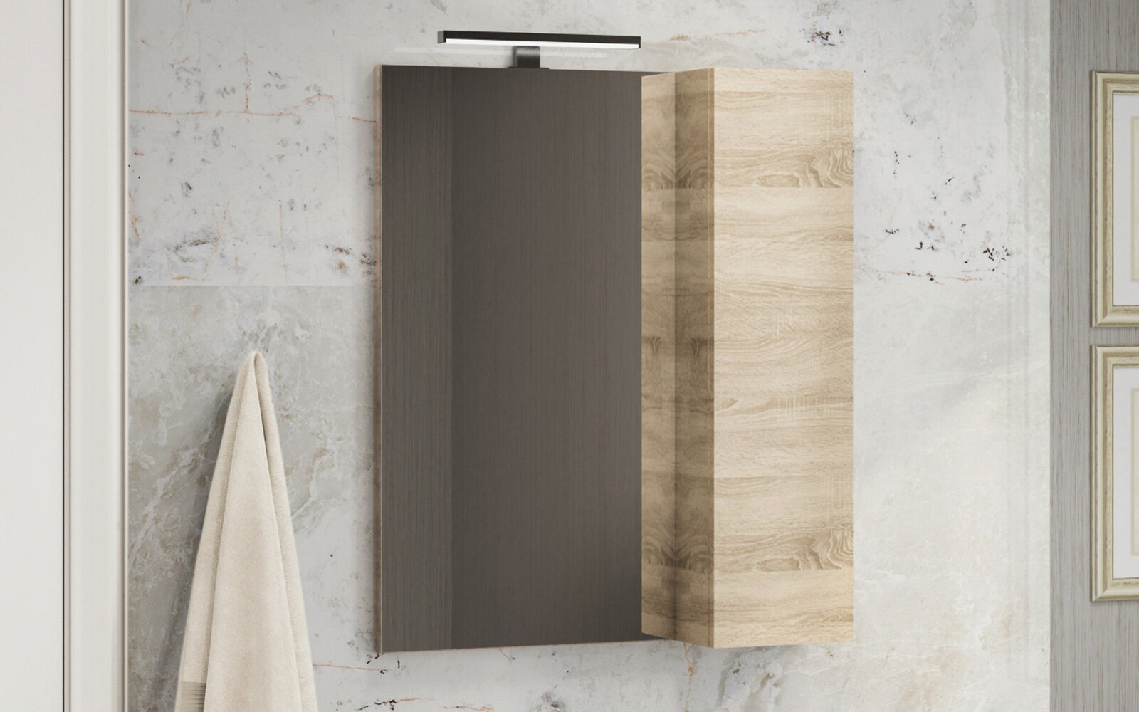 Изображение товара Зеркальный шкаф Comfortу Тромсе 60 см, бежевый, подвесной