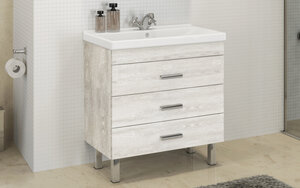 Изображение товара Тумба с раковиной Comfortу Никосия, 80 см, дуб белый, 00004142204 (00004142204CF)