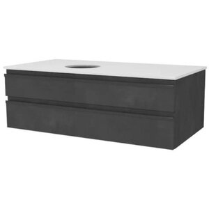 Изображение товара Тумба под раковину Kolpa-san Alexis 546280, 100 см, подвесная, со столешницей, цвет dark concrete