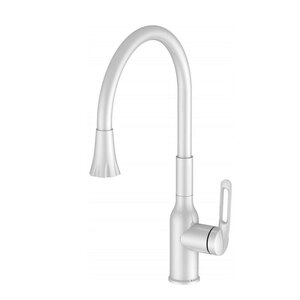 Изображение товара Смеситель для кухонной мойки Haiba HB73825-8, с гибким изливом, белый матовый