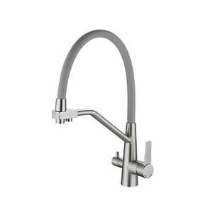 Изображение товара Смеситель для кухонной мойки Haiba HB76822, с подключением к фильтру, серый/нержавеющая сталь