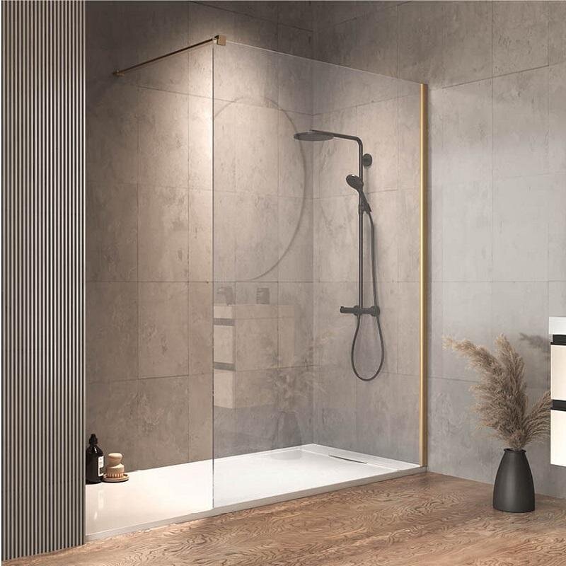 Изображение товара Душевая стенка Kolpa-San Calypso 661280 со свободным входом, 100 см, стекло прозрачное, профиль золото