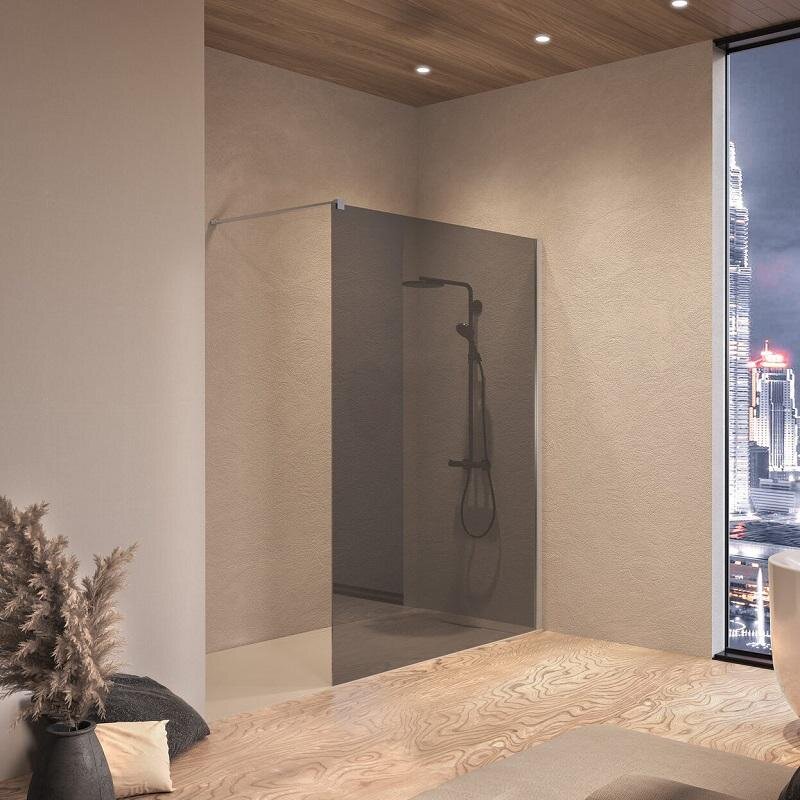 Изображение товара Душевая стенка Kolpa-San Calypso 517820 со свободным входом, 120 см, стекло тонированное, профиль хром