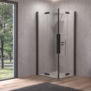 Изображение товара Kolpa-San Polaris Fold 516120: душевой уголок 80x80 см, стекло 6 мм, профиль черный