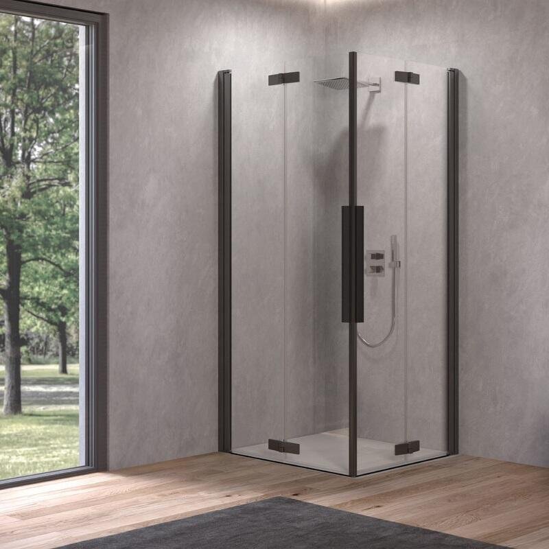 Изображение товара Душевой уголок Kolpa-San Polaris Fold 516130, 90 x 90 см, стекло прозрачное, профиль черный