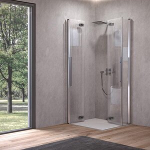Изображение товара Душевой уголок Kolpa-San Polaris Fold 516100, 90 x 90 см, стекло прозрачное, профиль хром