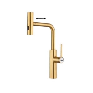 Изображение товара Смеситель для кухонной мойки Haiba HB73824-5, с выдвижным изливом, золото