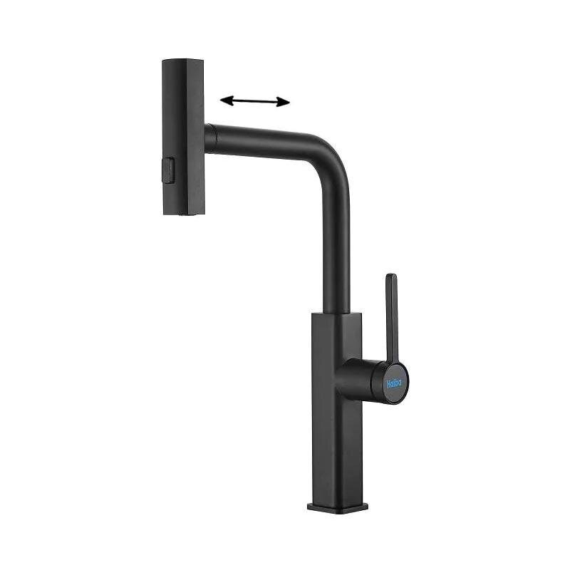 Изображение товара Смеситель Haiba HB73824-7 с выдвижным изливом, черный матовый