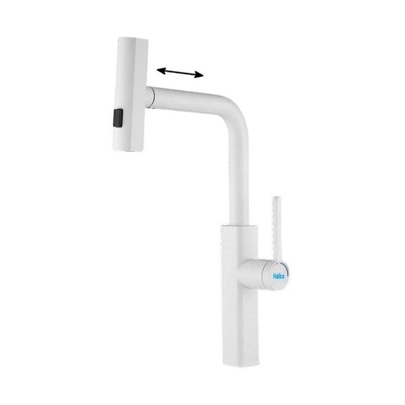 Изображение товара Смеситель Haiba HB73824-8 с выдвижным изливом белый матовый