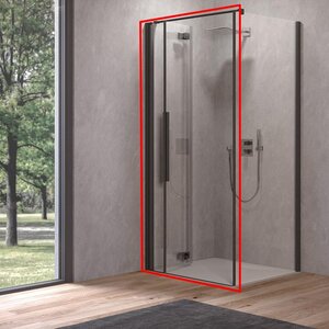 Изображение товара Душевая дверь Kolpa-San Polaris Fold 516160/516150, 80 см, левая/правая, стекло прозрачное, профиль черный