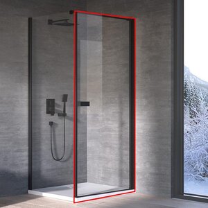 Изображение товара Душевая дверь Kolpa-San Andromeda 516610, 90 см, стекло прозрачное, профиль черный