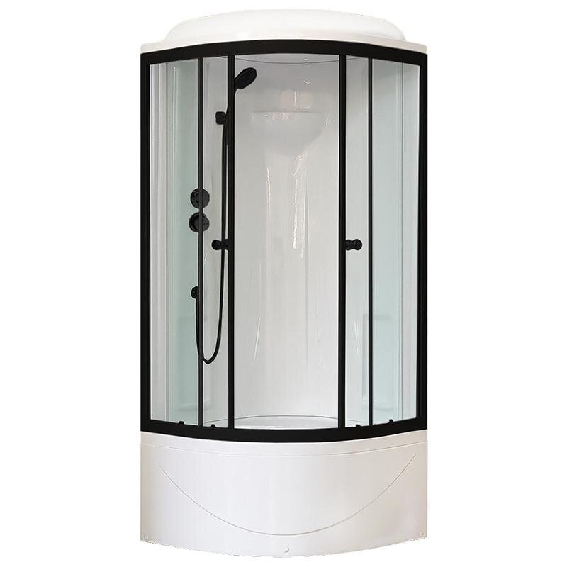 Изображение товара Душевая кабина Royal Bath BK RB90BK1-T-BL, 90 x 90 см, стекло прозрачное, задние стенки белые, профиль черный