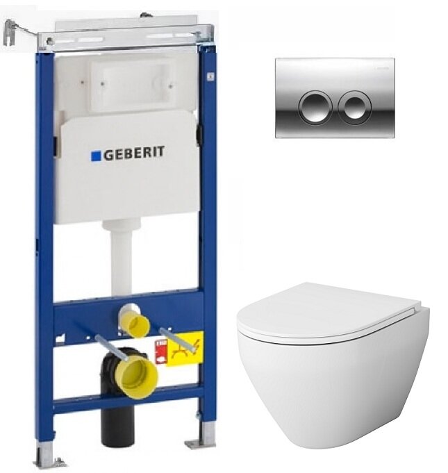 Изображение товара Инсталляция Geberit с безободковым унитазом AM.PM Spirit FlashClean C701700WH, с сиденьем микролифт, комплект Santehnica.ru 291790