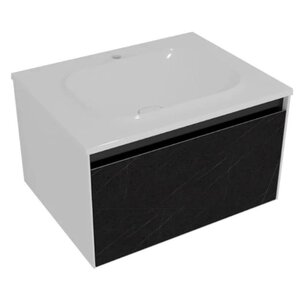 Изображение товара Тумба с раковиной Kolpa-san Pandora 514210, 75 см, подвесная, фасад черный камень, корпус белый