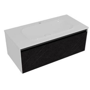 Изображение товара Тумба с раковиной Kolpa-san Pandora 514220, 110 см, подвесная, фасад черный камень, корпус белый