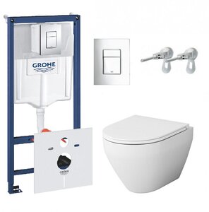 Изображение товара Инсталляция Grohe с безободковым унитазом AM.PM Spirit FlashClean C701700WH, с сиденьем микролифт, комплект Santehnica.ru