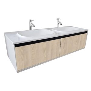 Изображение товара Тумба с раковиной Kolpa-san Pandora 514200, 150 см, подвесная, фасад ясень наварра, корпус белый Изображение товара Тумба с раковиной Kolpa-san Pandora 514200, 150 см, подвесная, фасад ясень наварра, корпус белый