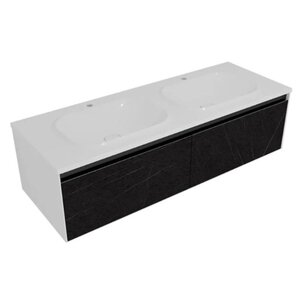 Изображение товара Тумба с раковиной Kolpa-san Pandora 514230, 150 см, подвесная, фасад черный камень, корпус белый Изображение товара Тумба с раковиной Kolpa-san Pandora 514230, 150 см, подвесная, фасад черный камень, корпус белый